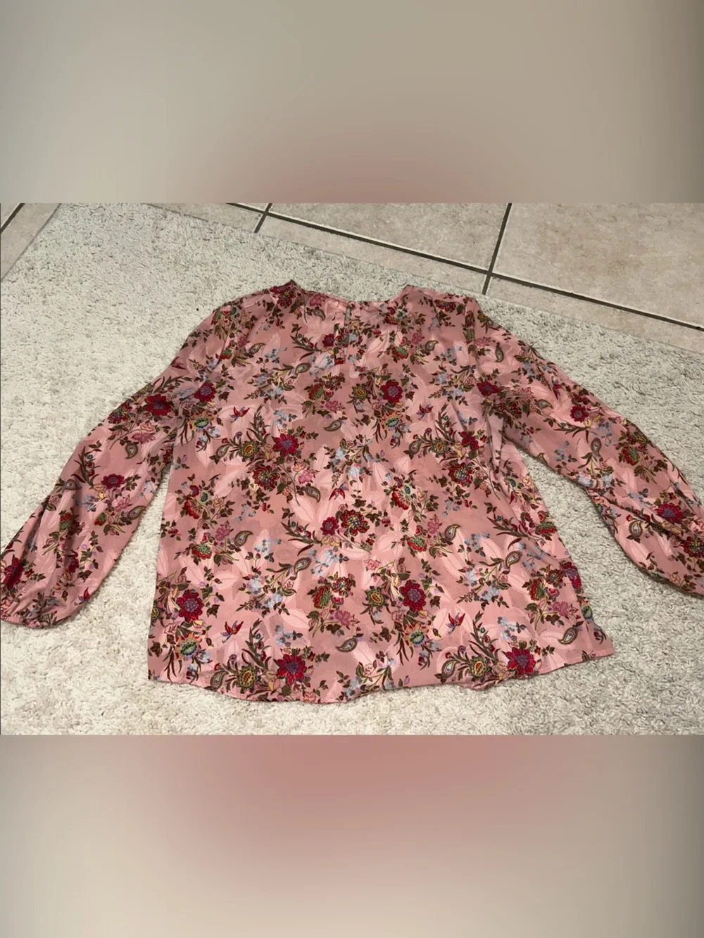 LOFT Pink Floral Puff-Sleeve Blouse